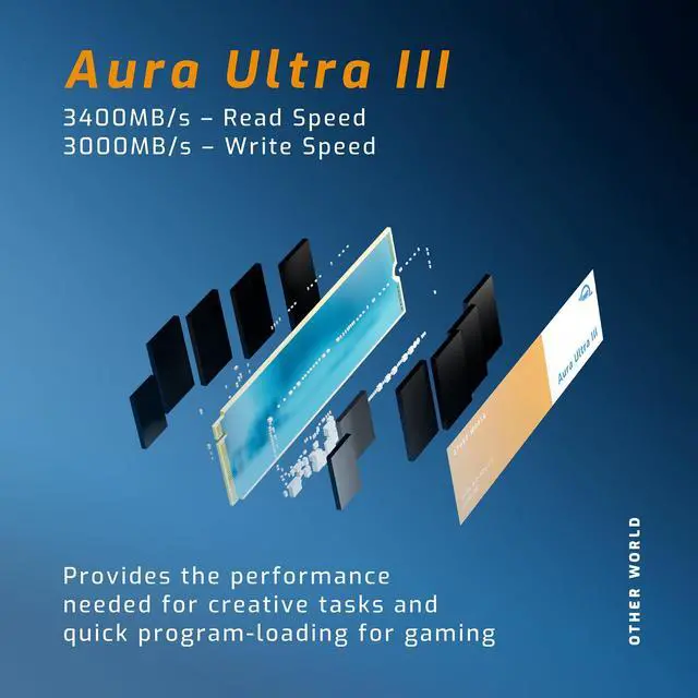 Alt view image 6 of 7 - OWC 480GB Aura Ultra III PCIe 3.0 NVMe M.2 2280 SSD Gen 3 Internal Solid State Drive  Up to 3400MB/s Read and 3000MB/S Write Speeds  for PC Laptops  Desktops  Servers PS5 and Gamers (OWCS3DNE12ST05)