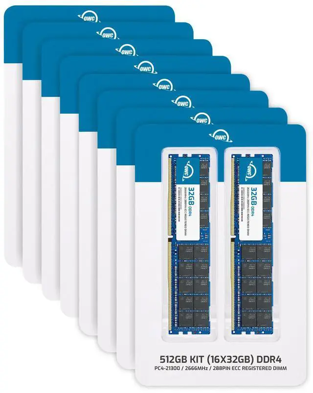 Alt view image 2 of 7 - OWC 512GB (16x32GB) DDR4 2666 PC4-21300 CL19 2Rx4 288-pin 1.2V ECC Registered RDIMM Memory RAM Module Upgrade Compatible with Synology ActiveProtect DP7200 DP7400