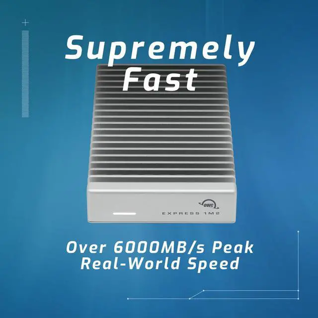 Alt view image 2 of 6 - OWC Express 1M2 80Gb/s Portable NVMe SSD USB4 (Thunderbolt Compatible/USB-C) Ultra Fast External SSD Drive with Aluminum Heat Sink Enclosure (Enclosure Only)