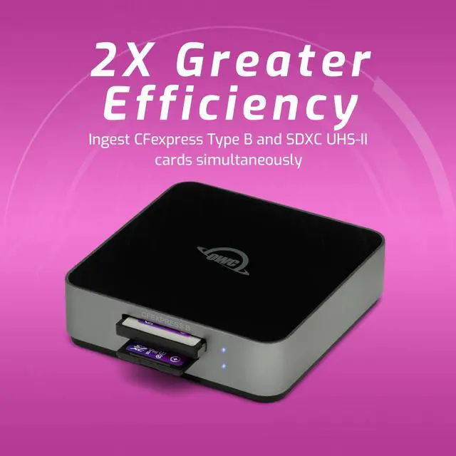 Alt view image 2 of 6 - OWC Atlas Dual CFexpress Type B & SDXC UHS-II Card Reader - Bus Powered by USB-C - Compatible with Mac/Windows/iPad/Chrome OS