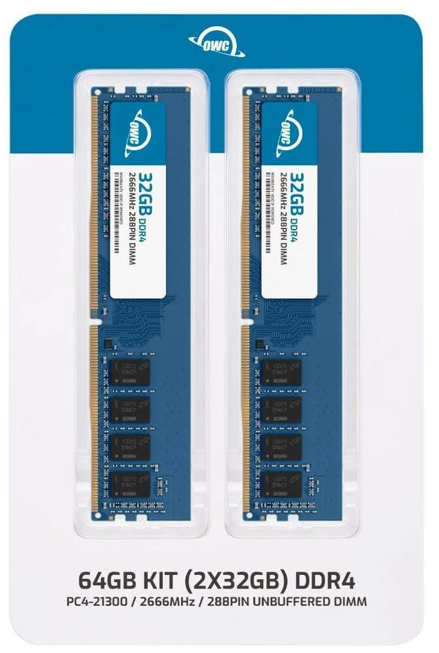 Alt view image 2 of 7 - OWC 64GB (2x32GB) DDR4 2666MHz Non-ECC UDIMM 288-pin Memory RAM