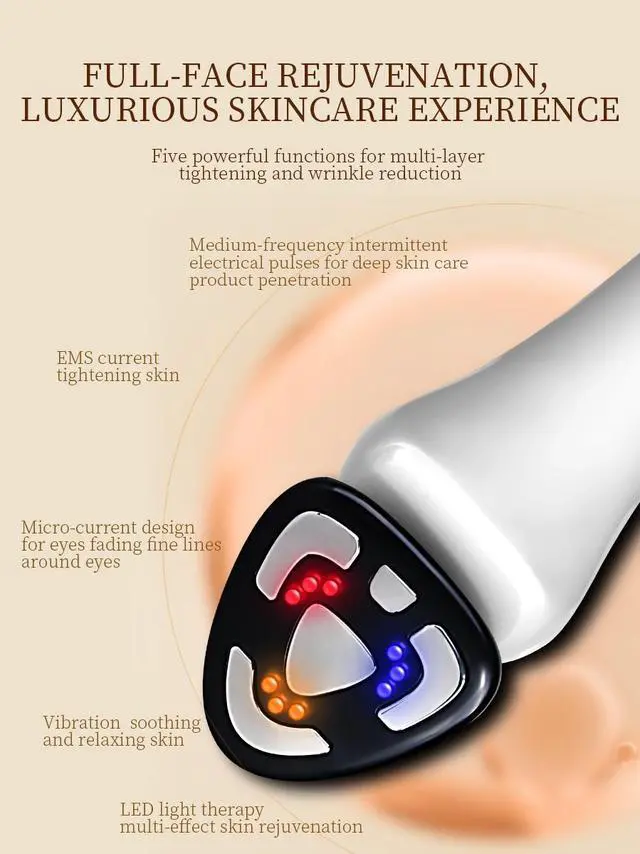 Alt view image 5 of 7 - Prospera Corporation PL038 RF Radio Frequency 5 in 1 EMS Micro Current LED Light Facial Body Anti Aging Massage Device
