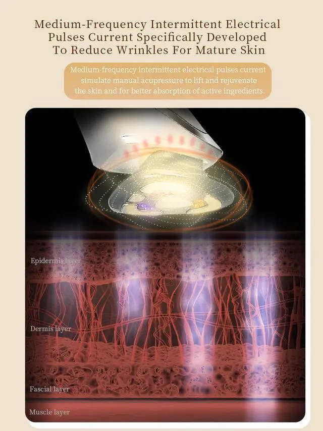 Alt view image 6 of 7 - Prospera Corporation PL038 RF Radio Frequency 5 in 1 EMS Micro Current LED Light Facial Body Anti Aging Massage Device