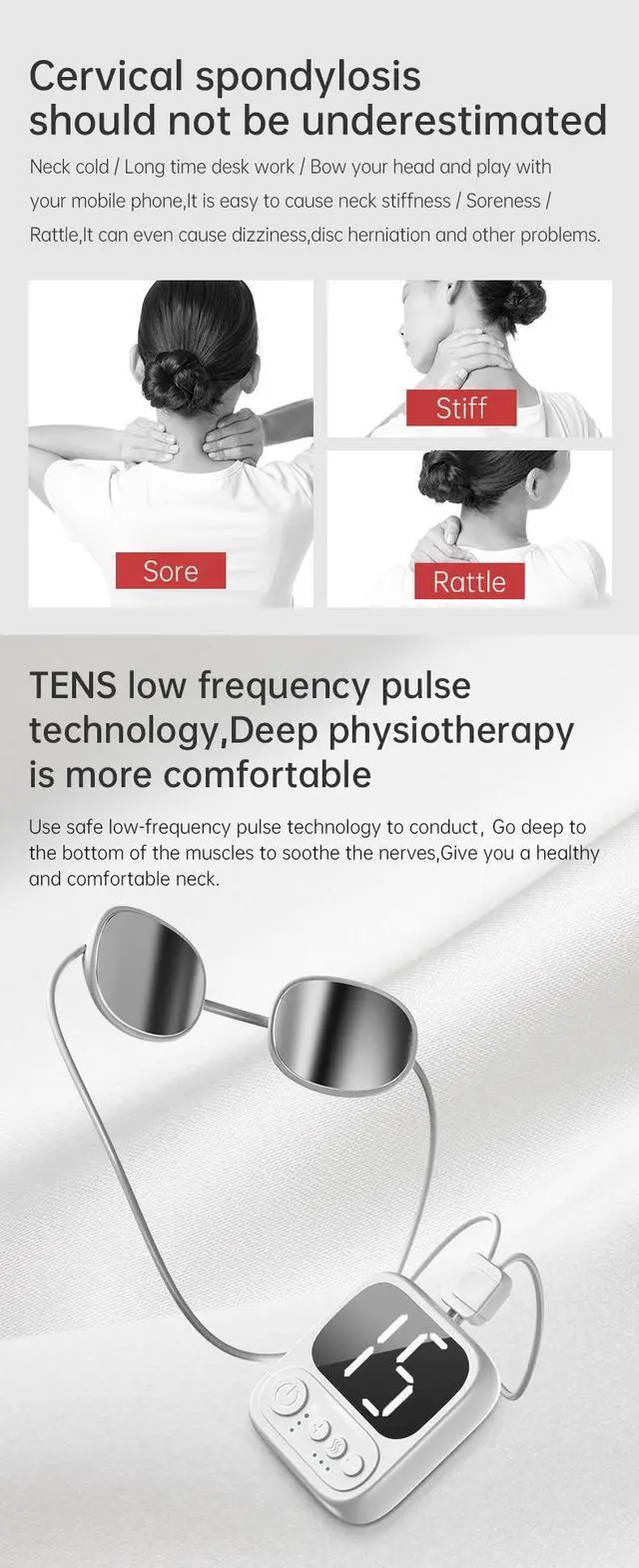 Alt view image 3 of 7 - Prospera Corporation PL025A Hands Free EMS Neck Massager Heated 4 modes 15 levels