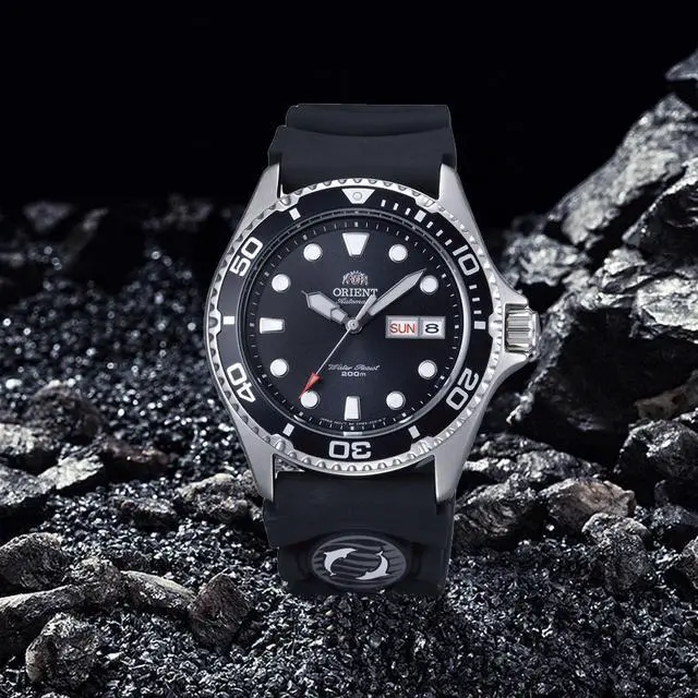 Alt view image 4 of 8 - Orient Automatic Watch for Men, 20Bar Waterproof Men's Watch, Resin Strap Watch, Fashion Casual Sporty Luminous Men's Watch, Black