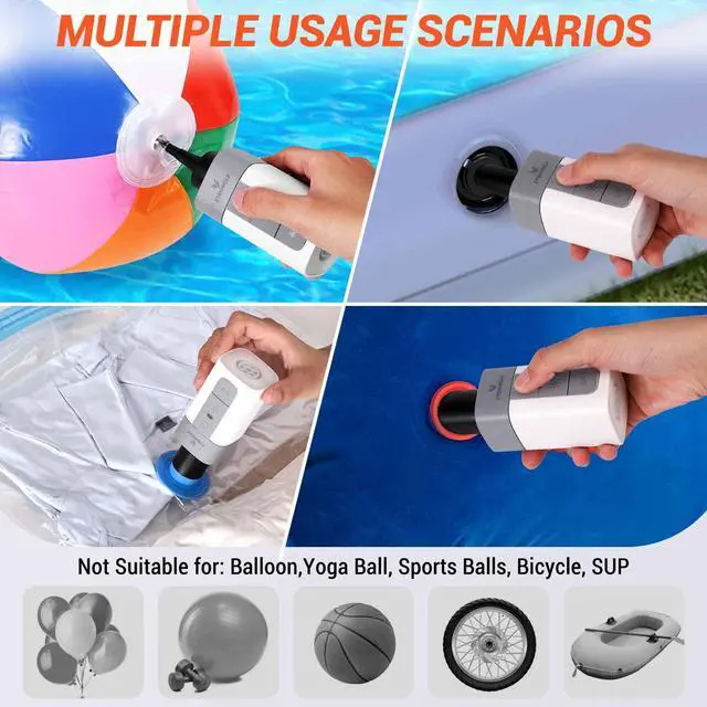 Alt view image 6 of 7 - ETENWOLF AIR 2 PRO Air Pump for Inflatables with 3200 mAh Battery, 2X Faster Inflation & Deflation, 4.5 kPa Mini Electric Air Pump for Air Mattresses, Pool Floats, Vacuum Storage Bags (Orange)