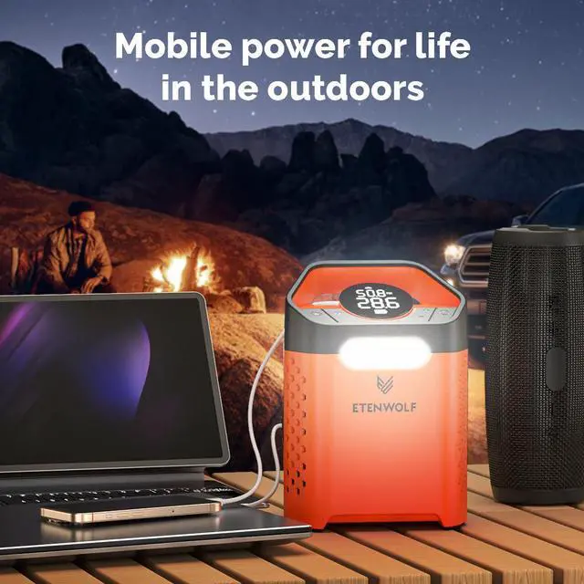 Alt view image 5 of 6 - ETENWOLF ZEPHYR V3 Portable Car Compressor 160 PSI 100% Duty Cycle Car Tire Inflator 7800mAh For Cars Motorcycles Bicycles Balls