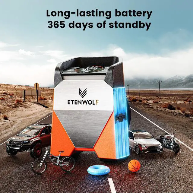Alt view image 3 of 6 - ETENWOLF S3C Portable Car Inflator Pump 7800mAh 160 PSI Wireless Tire Compressor LED Light Electric Air pump Tools Powerbank