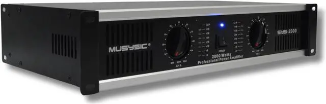 Main image of MUSYSIC 2 Channel Power Amplifier Distortion Free and Clear Sound - Professional 2U Chassis Rack Mount Amplifiers for DJs/Experts/Events w/ATR Technology/XLR and 1/4 Inch Inputs - 2000Watts - OEM