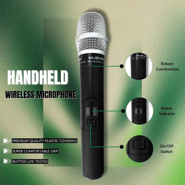 Alt view image 4 of 6 - MUSYSIC 8-Channel Professional Wireless UHF Microphone System, 300ft Range Fixed Frequency Dynamic Handheld Microphones for Singing, Karaoke, Church, DJ (Frequency Set 1)