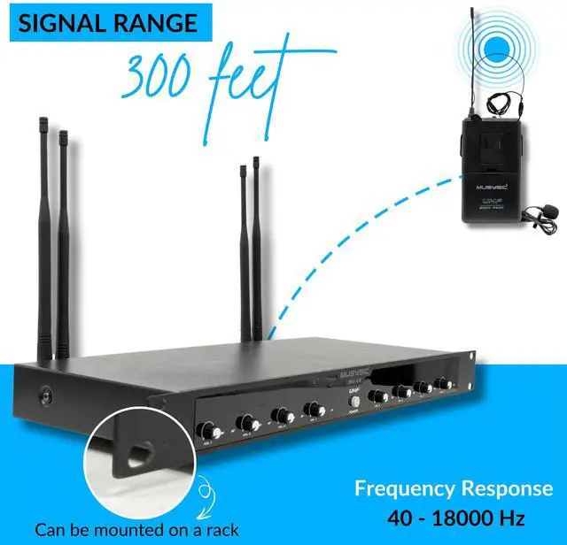 Alt view image 2 of 7 - MUSYSIC MUU8LL Professional 8Channel UHF Wireless Microphone System Frequency Set 2, 500580MHz, 8 Transmitters, LongRange Receiver, Balanced & Mixed Outputs for Commercial AV
