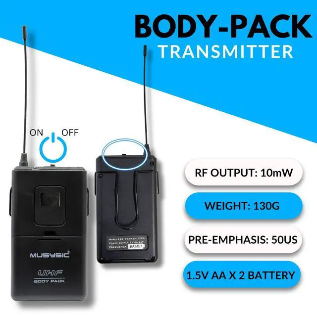 Alt view image 3 of 7 - MUSYSIC MUU8LL Professional 8Channel UHF Wireless Microphone System Frequency Set 2, 500580MHz, 8 Transmitters, LongRange Receiver, Balanced & Mixed Outputs for Commercial AV