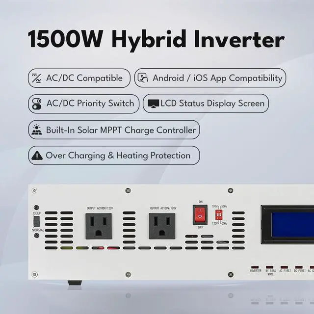 Alt view image 2 of 5 - Automaxx 1500W Hybrid Inverter, 100V/120V, 12V Input