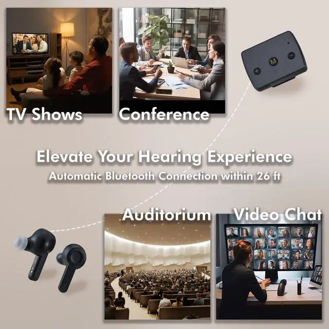 Alt view image 3 of 7 - Mimitakara Bluetooth TWS goodHearing T3 OTC Hearing Aid with Microphone Transmitter (Black)