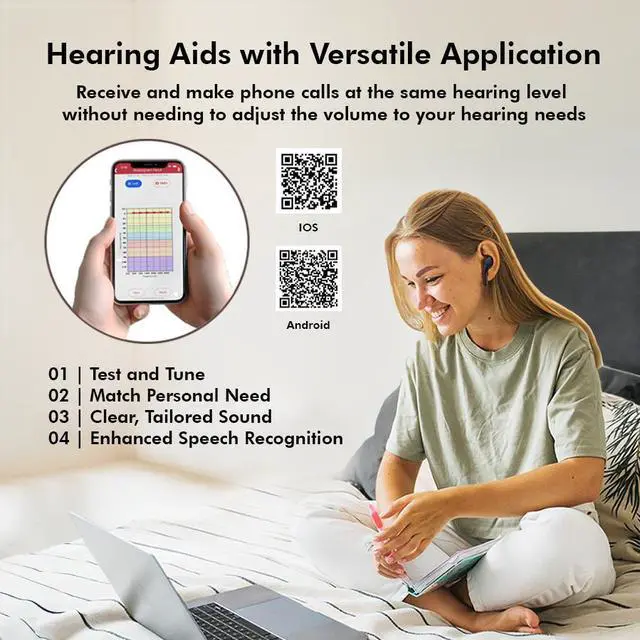 Alt view image 4 of 7 - Mimitakara Bluetooth TWS goodHearing T1 OTC Hearing Aid (Black)