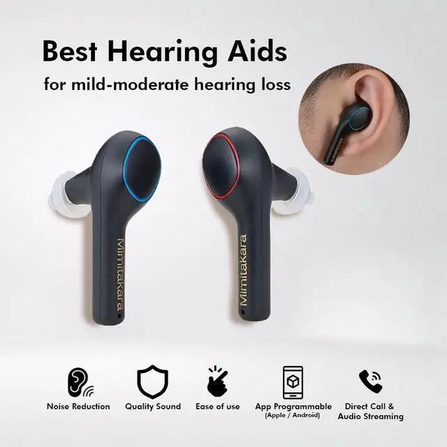 Alt view image 2 of 7 - Mimitakara Bluetooth TWS goodHearing T1 OTC Hearing Aid (Black)