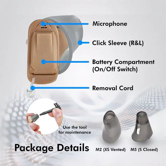Alt view image 7 of 7 - Mimitakara Cloud CIC myHearing C1 OTC Hearing Aid (Right ear)