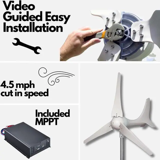 Alt view image 3 of 7 - Automaxx 600W 12V/24V Marine/Home Bluetooth Wind Turbine