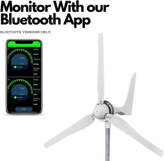 Alt view image 3 of 7 - Automaxx 1500W 24V Bluetooth Wind Turbine