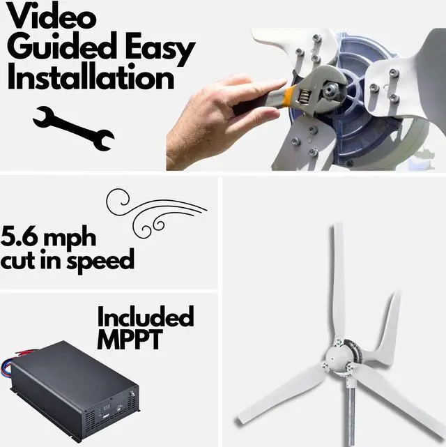 Alt view image 2 of 7 - Automaxx 1500W 24V Bluetooth Wind Turbine