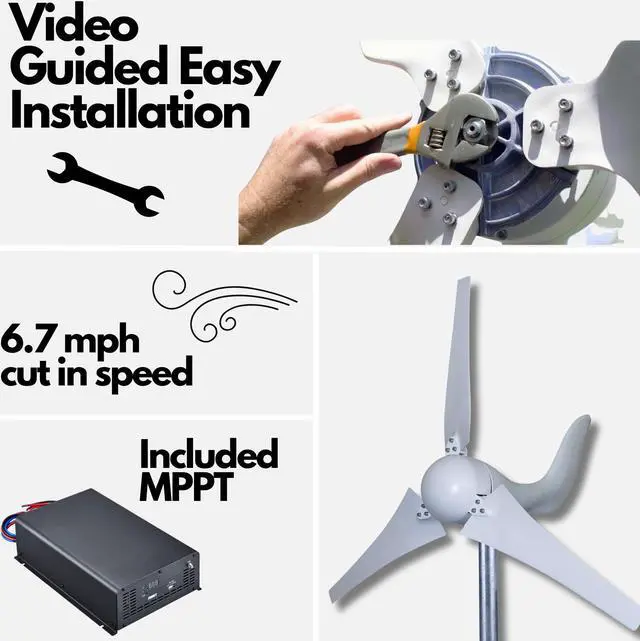 Alt view image 2 of 7 - Automaxx 400W 12V Marine/Home Bluetooth Wind Turbine