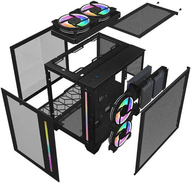 Alt view image 3 of 6 - WJCOOLMAN Sea View Room Mini Gaming Case(without Light Strip and Bottom Dust Net) Black 2Side Transparent Glass Gaming Computer Case Suppor Fan Positions 240 AIO Support M-ATX/ITX