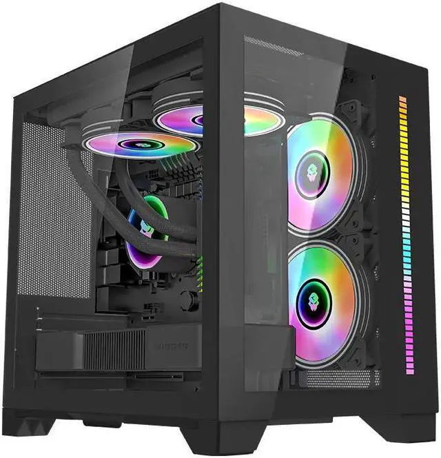 Main image of WJCOOLMAN Sea View Room Mini Gaming Case(without Light Strip and Bottom Dust Net) Black 2Side Transparent Glass Gaming Computer Case Suppor Fan Positions 240 AIO Support M-ATX/ITX