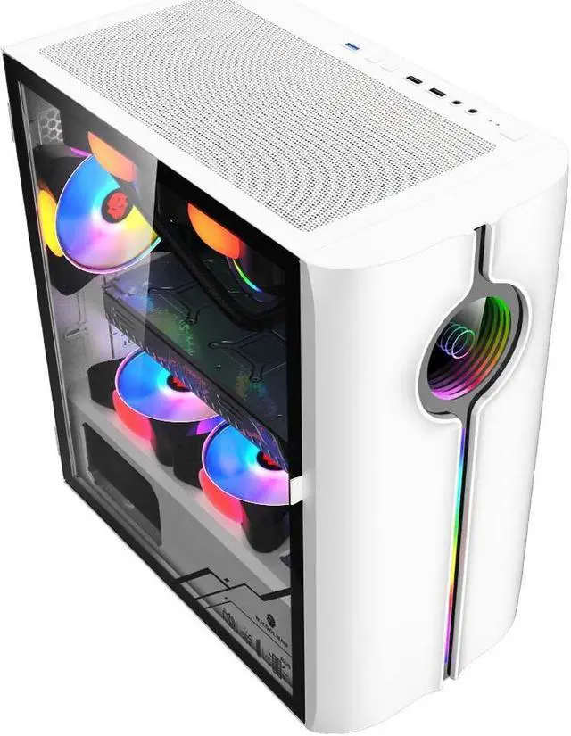 Alt view image 3 of 7 - WJCOOLMAN Unlimited Player White Gaming Computer Case  Support 8 Fan Positions 240 AIO Support M-ATX/MINI-ITX Panoramic Version 1Side Transparent Glass Gaming Computer Case