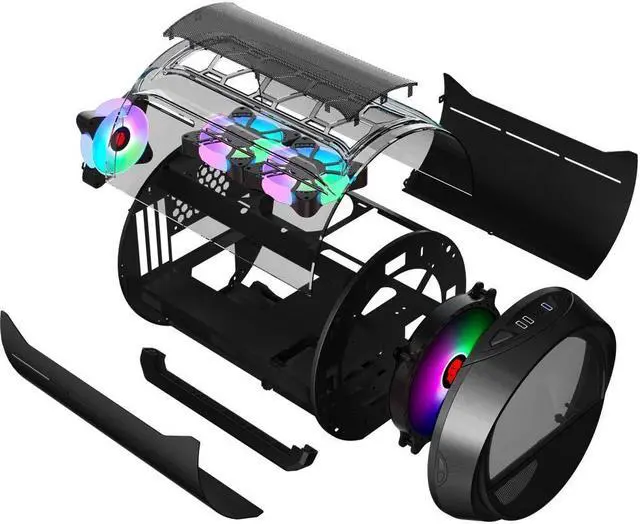 Alt view image 4 of 7 - WJCOOLMAN Yuanqi Bullet Black Mini Desktop Gaming Case Support 4 Fan Positions 240 AIO Support Micro-ATX Gming Case High-Airflow Design