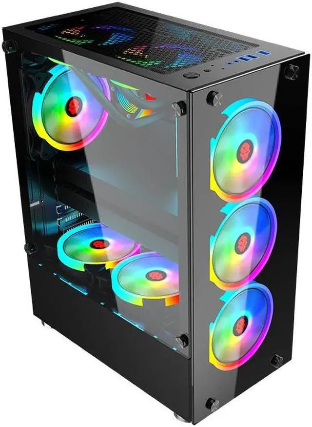 Alt view image 2 of 6 - WJCOOLMAN Ni Cai II Panoramic Version 2Side Transparent Glass Gaming Computer Case Support ATX / Micro-ATX Gming Case High-Airflow Design