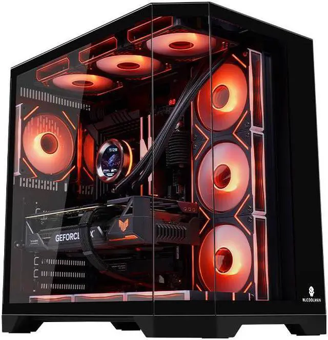 Alt view image 4 of 7 - WJCOOLMAN Dreamer Plus Black Panoramic Version 2Side Transparent Glass Gaming Computer Case Support 7 Fan Positions 360 AIO Support ATX / M-ATX/MINI-ITX Gming Case High-Airflow Design