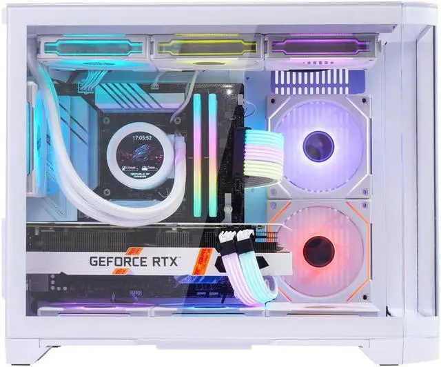 Alt view image 4 of 7 - WJCOOLMAN Tian Mu White Curved Glass Panoramic Version 2Side Transparent Glass Gaming Computer Case support 9 Fan Positions 240 AIO Support M-ATX/ITX High-Airflow Design