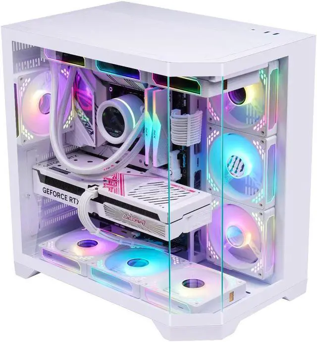 Alt view image 5 of 7 - WJCOOLMAN Dreamer Plus White Panoramic Version 2Side Transparent Glass Gaming Computer Case Support 10 Fan Positions 360 AIO Support ATX / M-ATX/MINI-ITX Gming Case High-Airflow Design