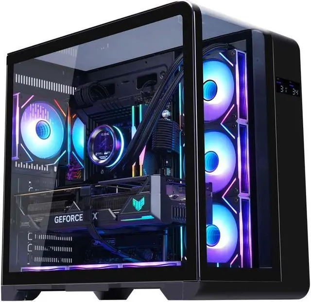 Alt view image 3 of 7 - WJCOOLMAN Wen tian Plus Black Panoramic Version 2Side Transparent Glass Gaming Computer Case Support 7 Fan Positions 360 AIO Support ATX/M-ATX/ITX with Type-C &3.0 USB Port Gaming Case