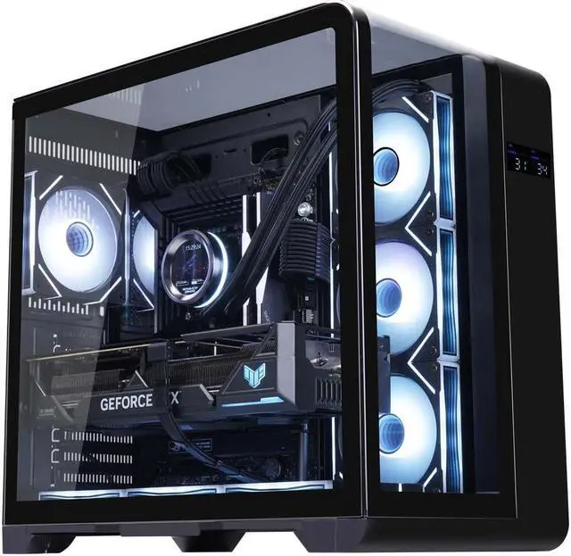 Alt view image 2 of 7 - WJCOOLMAN Wen tian Plus Black Panoramic Version 2Side Transparent Glass Gaming Computer Case Support 7 Fan Positions 360 AIO Support ATX/M-ATX/ITX with Type-C &3.0 USB Port Gaming Case