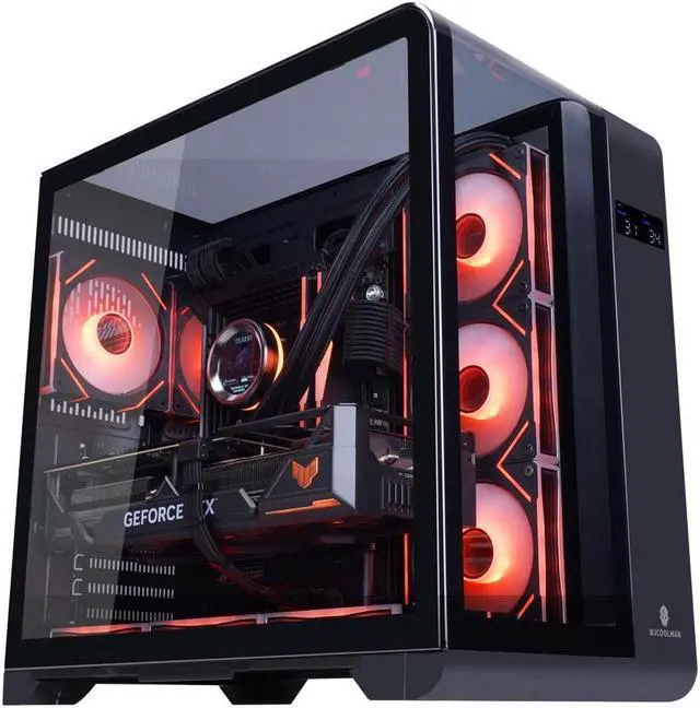 Alt view image 5 of 7 - WJCOOLMAN Wen tian Plus Black Panoramic Version 2Side Transparent Glass Gaming Computer Case Support 7 Fan Positions 360 AIO Support ATX/M-ATX/ITX with Type-C &3.0 USB Port Gaming Case
