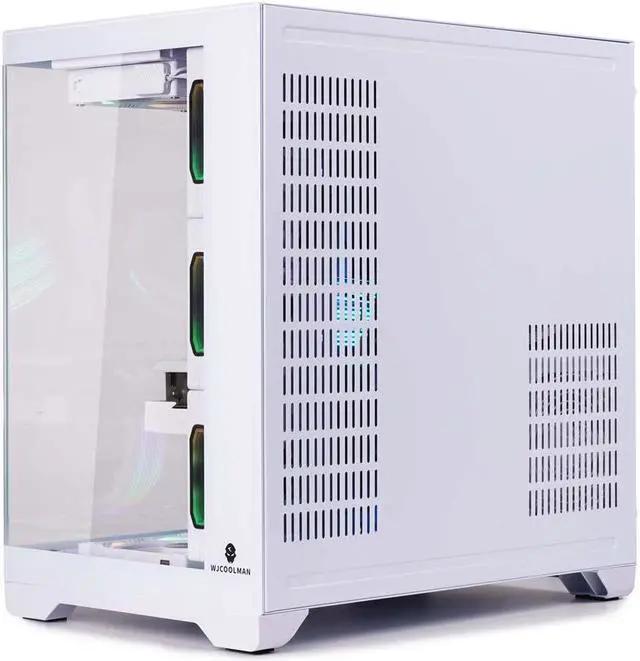 Alt view image 2 of 7 - WJCOOLMAN Lonely Warrior PRO White Panoramic Version 2Side Transparent Glass Gaming Computer Case Support 10 Fan Positions 360 AIO Support ATX/M-ATX Gming Case High-Airflow Design