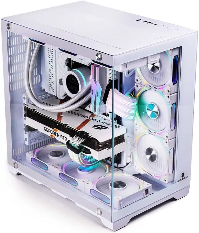 Alt view image 5 of 7 - WJCOOLMAN Lonely Warrior PRO White Panoramic Version 2Side Transparent Glass Gaming Computer Case Support 10 Fan Positions 360 AIO Support ATX/M-ATX Gming Case High-Airflow Design