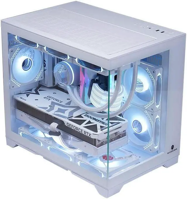 Alt view image 4 of 7 - WJCOOLMAN Lone Warrior Upgrade Edition Computer Case Panoramic Version 2Side Transparent Glass Gaming Support 9 Fan Positions 360 AIO Support Micro-ATX Gming Case High-Airflow Design