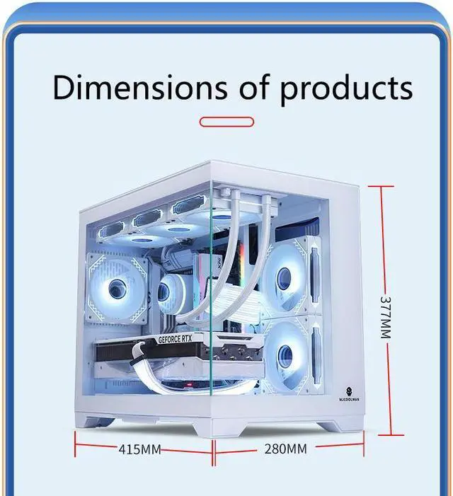 Alt view image 7 of 7 - WJCOOLMAN Lone Warrior Upgrade Edition Computer Case Panoramic Version 2Side Transparent Glass Gaming Support 9 Fan Positions 360 AIO Support Micro-ATX Gming Case High-Airflow Design