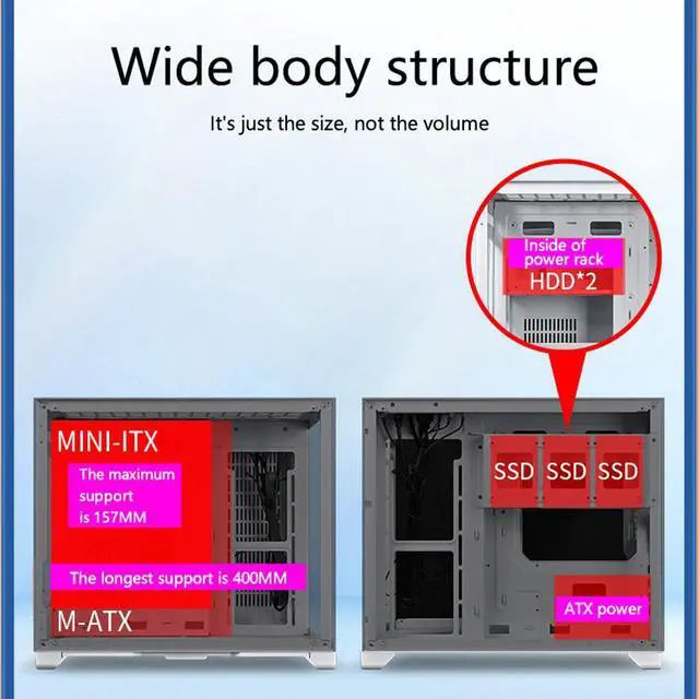 Alt view image 6 of 7 - WJCOOLMAN Lone Warrior Upgrade Edition Computer Case Panoramic Version 2Side Transparent Glass Gaming Support 9 Fan Positions 360 AIO Support Micro-ATX Gming Case High-Airflow Design