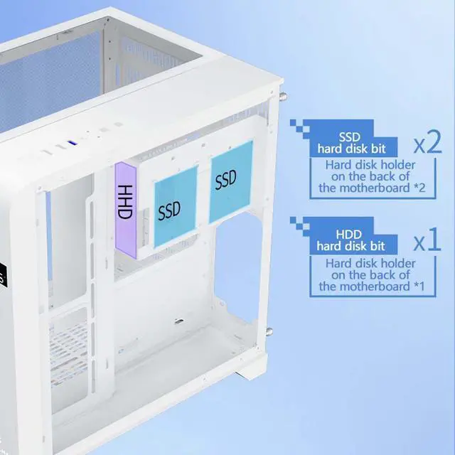 Alt view image 6 of 7 - WJCOOLMAN Wen tian Plus Black Panoramic Version 2Side Transparent Glass Gaming Computer Case Support 7 Fan Positions 360 AIO Support ATX/M-ATX/ITX with Type-C &3.0 USB Port Gaming Case