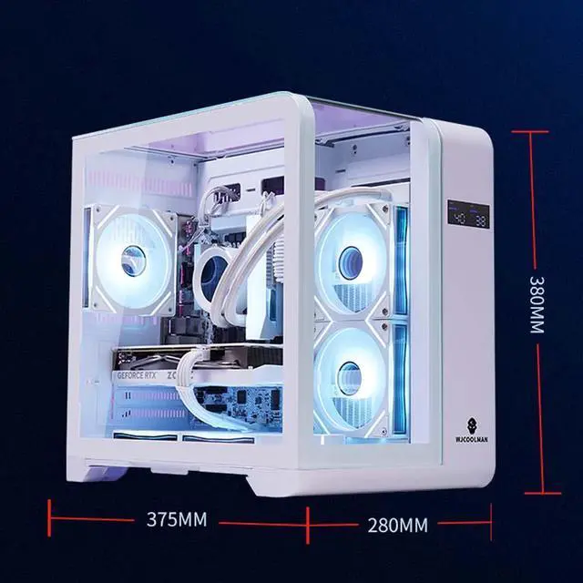 Alt view image 7 of 7 - WJCOOLMAN Wen tian Plus Black Panoramic Version 2Side Transparent Glass Gaming Computer Case Support 7 Fan Positions 360 AIO Support ATX/M-ATX/ITX with Type-C &3.0 USB Port Gaming Case