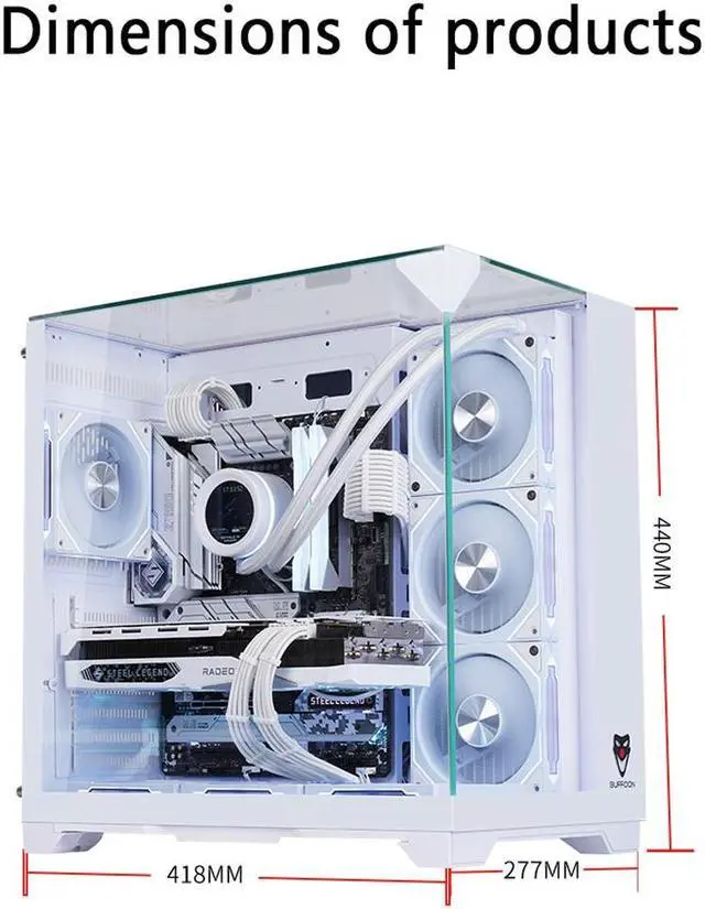 Alt view image 7 of 7 - WJCOOLMAN Tian Ji S3 Black Panoramic Version 2Side Transparent Glass Gaming Computer Case Support 7 Fan Positions 360 AIO Support ATX/M-ATX/ITX High-Airflow Design
