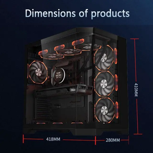 Alt view image 6 of 7 - WJCOOLMAN Dreamer Plus White Panoramic Version 2Side Transparent Glass Gaming Computer Case Support 10 Fan Positions 360 AIO Support ATX / M-ATX/MINI-ITX Gming Case High-Airflow Design