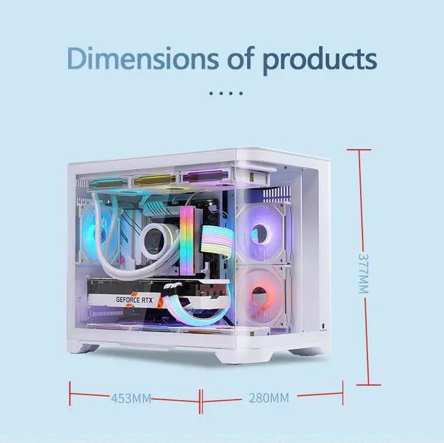 Alt view image 7 of 7 - WJCOOLMAN Tian Mu White Curved Glass Panoramic Version 2Side Transparent Glass Gaming Computer Case support 9 Fan Positions 240 AIO Support M-ATX/ITX High-Airflow Design