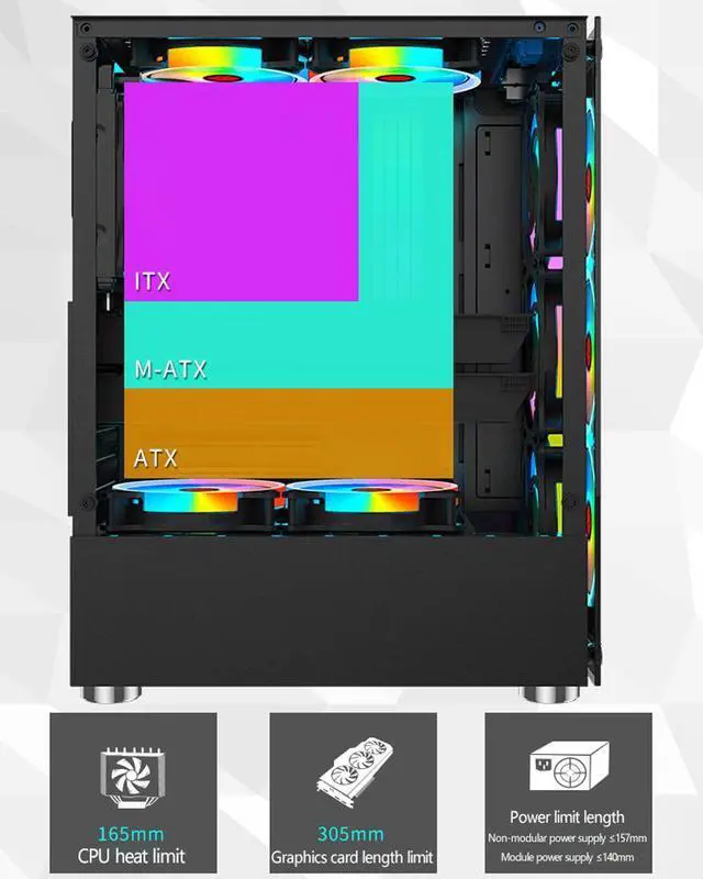 Alt view image 5 of 6 - WJCOOLMAN Ni Cai II Panoramic Version 2Side Transparent Glass Gaming Computer Case Support ATX / Micro-ATX Gming Case High-Airflow Design