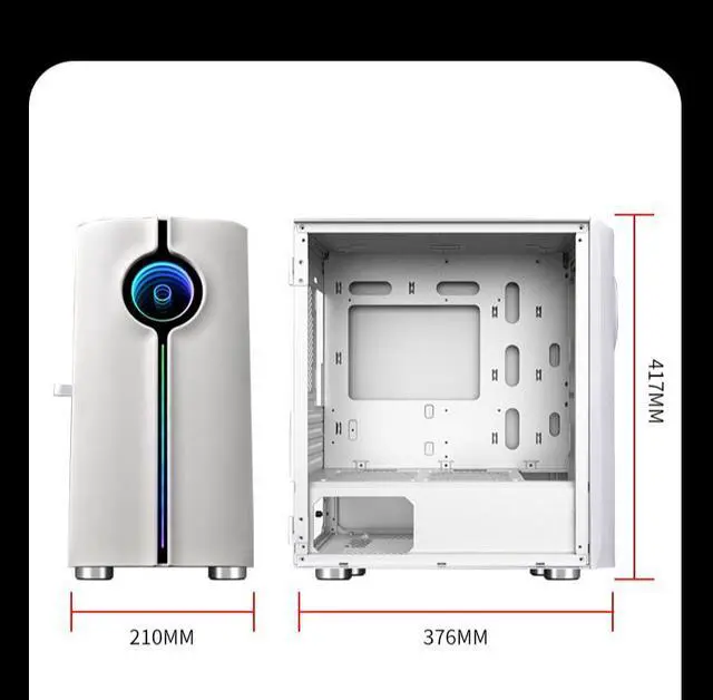 Alt view image 7 of 7 - WJCOOLMAN Unlimited Player White Gaming Computer Case  Support 8 Fan Positions 240 AIO Support M-ATX/MINI-ITX Panoramic Version 1Side Transparent Glass Gaming Computer Case