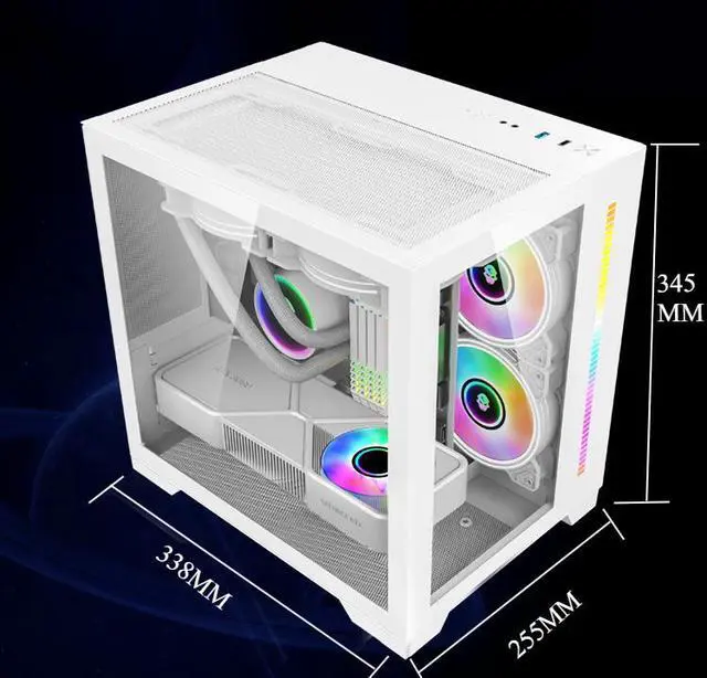Alt view image 6 of 6 - WJCOOLMAN Sea View Room Mini Gaming Case(without Light Strip and Bottom Dust Net) Black 2Side Transparent Glass Gaming Computer Case Suppor Fan Positions 240 AIO Support M-ATX/ITX