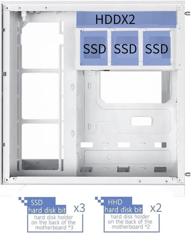 Alt view image 7 of 7 - WJCOOLMAN Tian Ji S3 Black Panoramic Version 2Side Transparent Glass Gaming Computer Case support 7 Fan Positions 360 AIO Support ATX/M-ATX/ITX High-Airflow Design